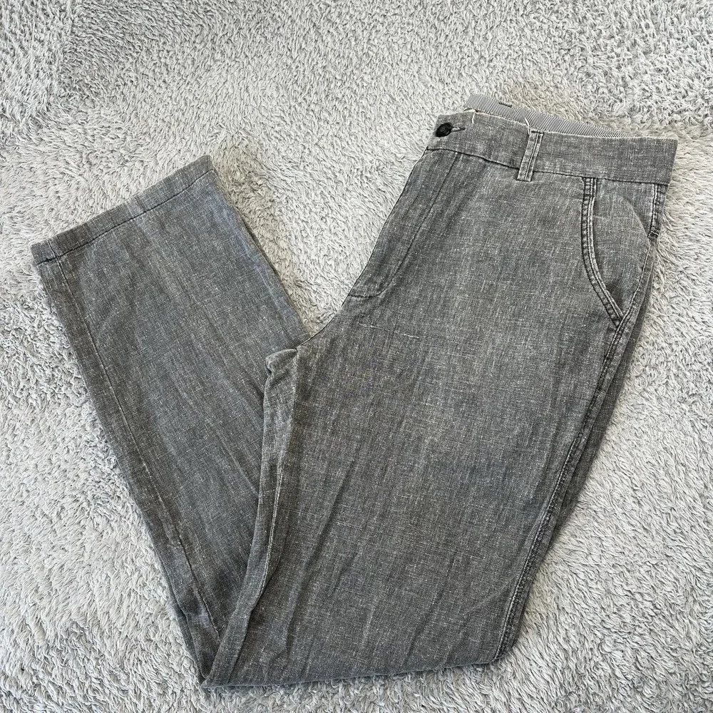 Burberry London Pants Men's 36 Slim Fit Grey Textured Cotton Chinos Actual 34x32